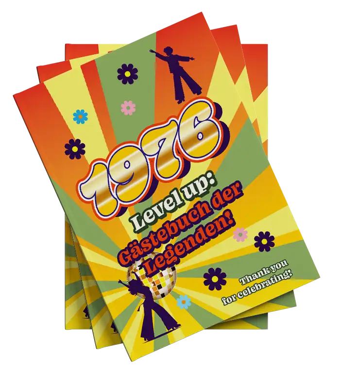 Gästebuch zum 50. Geburtstag. 70er Jahre Design mit Aufschrift 1976
